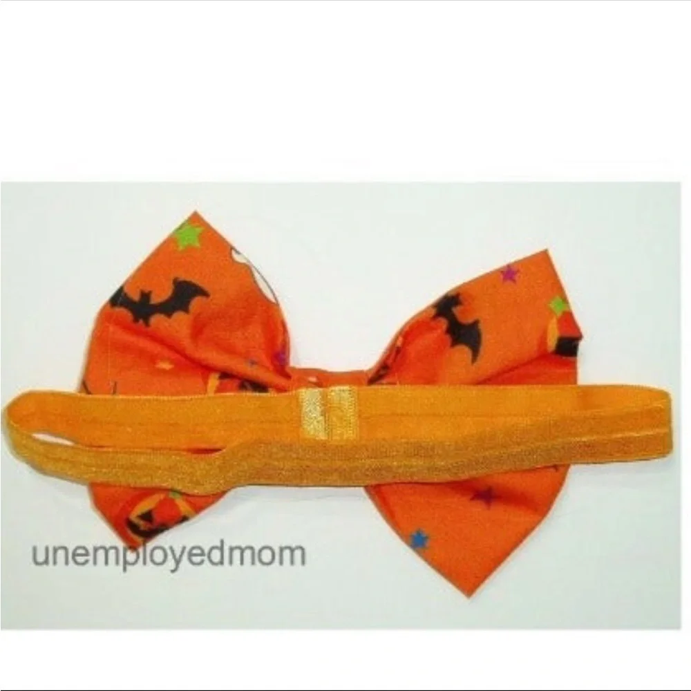 Orange Ghost Halloween Bow Headband Baby Girls Hair Accessories Headwrap